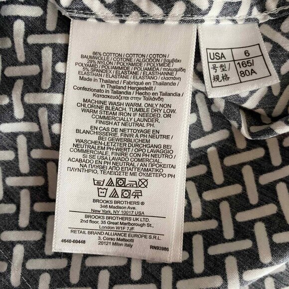 Brooks Brothers Button Front‎ Shirt Womens 6 Blue White Cotton Woven Print - Picture 7 of 10
